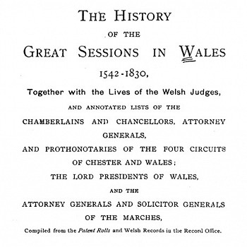 Cover page of the History of the Great Sessions in Wales